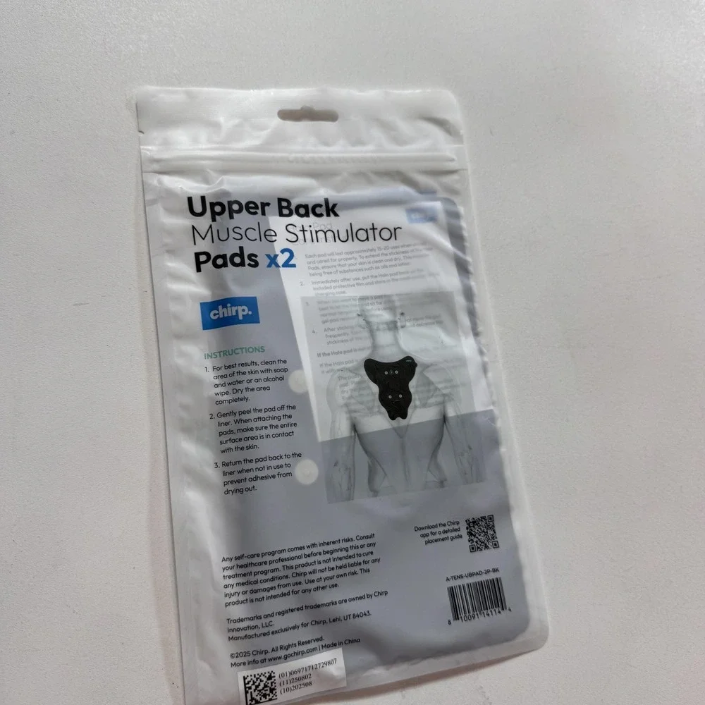Chirp Halo Upper Back Muscle Stimulator Pads X2 Black Reusable Washable New
